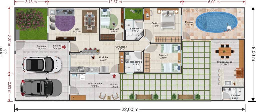 Plantas de casas - Aquiprojetos